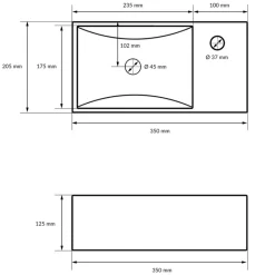 Waschbecken inkl. Ablaufgarnitur Weiß ohne Überlauf 35x20,5x12,5 cm Weiß aus Keramik-ECD Germany Discount