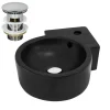 Waschbecken inkl. Ablaufgarnitur Silber mit Überlauf 45x36x13 cm Schwarz aus Keramik ML-Design-ECD Germany Discount