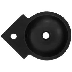 Waschbecken inkl. Ablaufgarnitur Silber mit Überlauf 45x36x13 cm Schwarz aus Keramik ML-Design-ECD Germany Discount