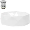 Waschbecken inkl. Ablaufgarnitur Silber ohne Überlauf Ø 42x13,5 cm Weiß aus Keramik ML-Design-ECD Germany Clearance