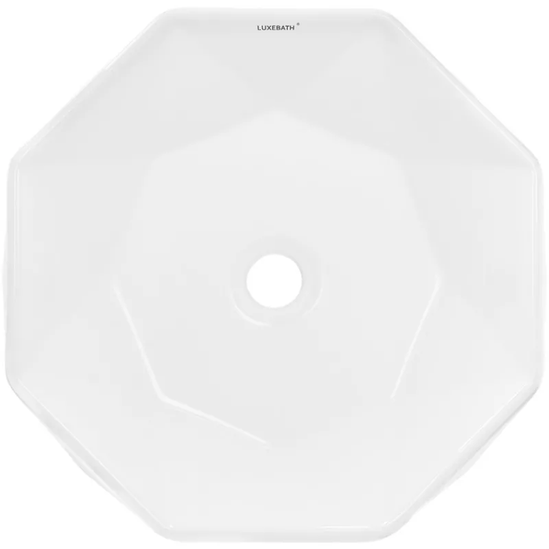 Waschbecken inkl. Ablaufgarnitur Silber ohne Überlauf Ø 42x13,5 cm Weiß aus Keramik ML-Design-ECD Germany Clearance