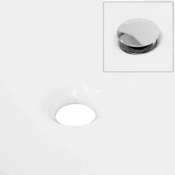 Waschbecken inkl. Ablaufgarnitur Silber ohne Überlauf Ø 42x13,5 cm Weiß aus Keramik ML-Design-ECD Germany Clearance