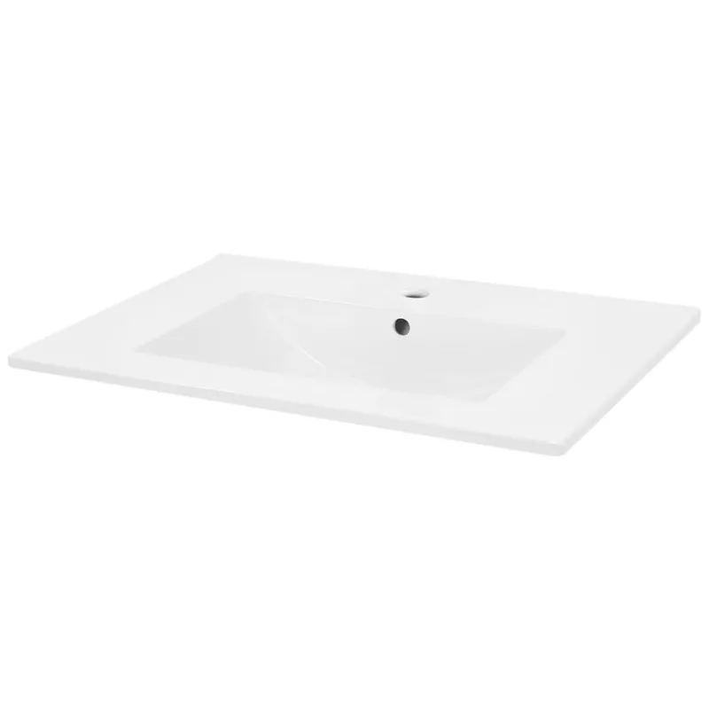 Waschbecken inkl. Ablaufgarnitur mit Überlauf 71x46,5x17,5 mm Weiß aus Keramik LuxeBath-ECD Germany Outlet