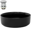 Waschbecken inkl. Ablaufgarnitur ohne Überlauf Ø 36x12 cm Schwarz aus Keramik ML-Design-ECD Germany Sale