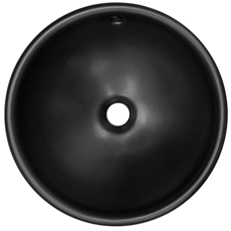 Waschbecken inkl. Ablaufgarnitur Ø 42x17 cm Schwarz matt aus Keramik ML-Design-ECD Germany Discount