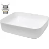 Waschbecken inkl. Ablaufgarnitur ohne Überlauf 50,5x39,5x13,5 cm Weiß aus Keramik-ECD Germany Sale