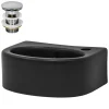 Waschbecken inkl. Ablaufgarnitur mit Überlauf 33,5x25,5x13 cm Schwarz aus Keramik ML-Design-ECD Germany Online