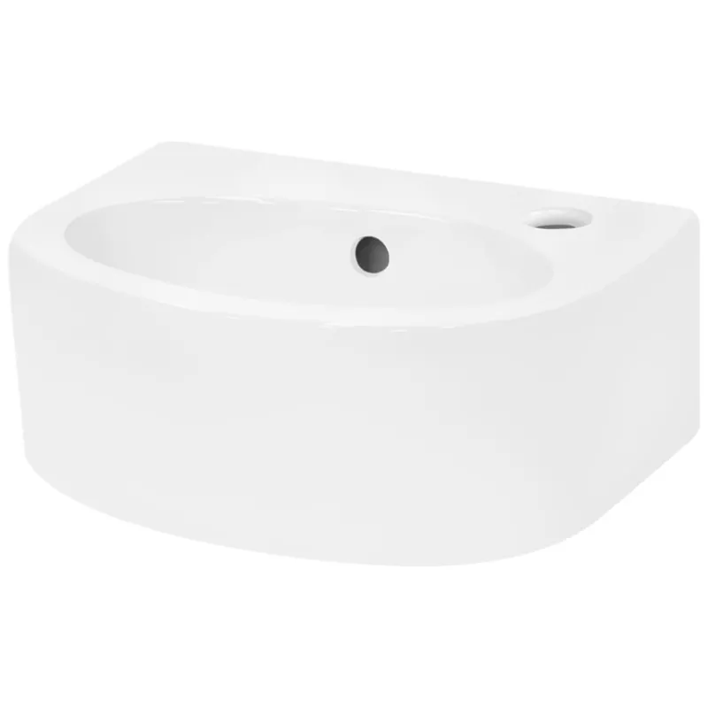 Waschbecken inkl. Ablaufgarnitur Silber mit Überlauf 33,5x25,5x13 cm Weiß aus Keramik-ECD Germany Sale