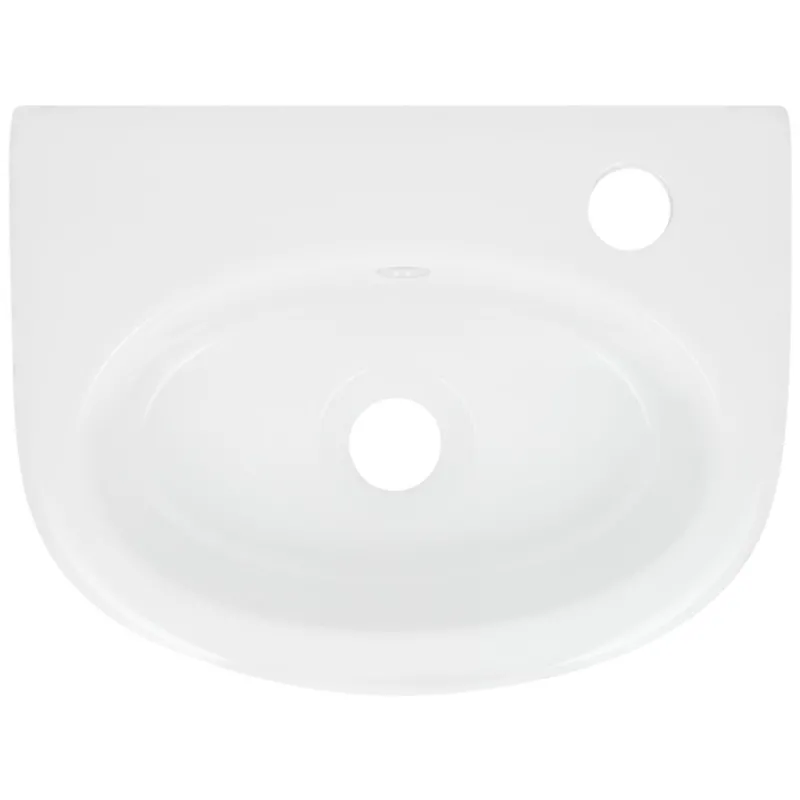 Waschbecken inkl. Ablaufgarnitur Silber mit Überlauf 33,5x25,5x13 cm Weiß aus Keramik-ECD Germany Sale