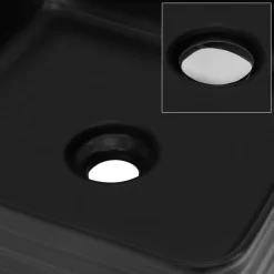 Waschbecken inkl. Ablaufgarnitur Silber ohne Überlauf 39x39x15 cm Schwarz aus Keramik ML-Design-ECD Germany Best