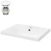 Waschbecken inkl. Ablaufgarnitur Weiß mit Überlauf 51x41,5x15,5 cm Weiß aus Keramik ML-Design-ECD Germany Best
