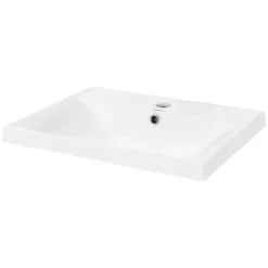 Waschbecken inkl. Ablaufgarnitur Weiß mit Überlauf 51x41,5x15,5 cm Weiß aus Keramik ML-Design-ECD Germany Best