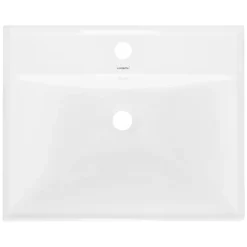 Waschbecken inkl. Ablaufgarnitur Weiß mit Überlauf 51x41,5x15,5 cm Weiß aus Keramik ML-Design-ECD Germany Best