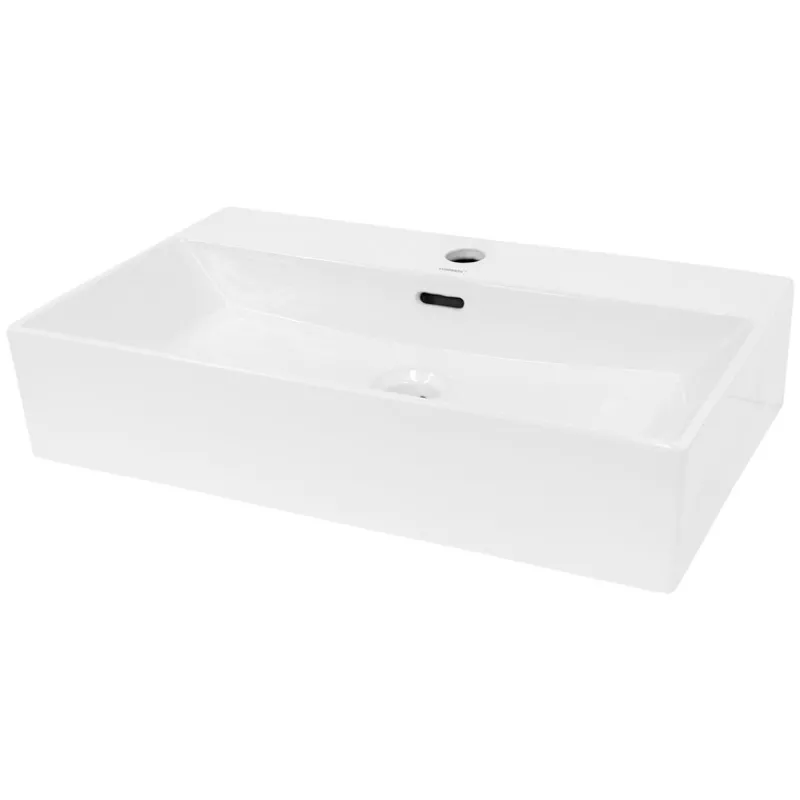 Waschbecken inkl. Ablaufgarnitur mit Überlauf 60,5x36,5x13 cm Weiß aus Keramik-ECD Germany New