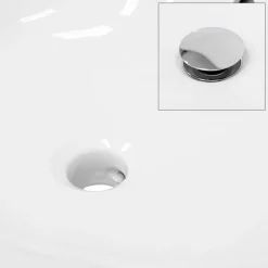 Waschbecken inkl. Ablaufgarnitur Silber mit Überlauf 59x39x20 cm Weiß aus Keramik-ECD Germany Discount