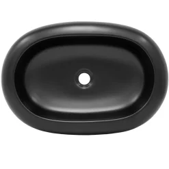 Waschbecken inkl. Ablaufgarnitur Silber ohne Überlauf 65x45x11 cm Schwarz aus Keramik ML-Design-ECD Germany Best