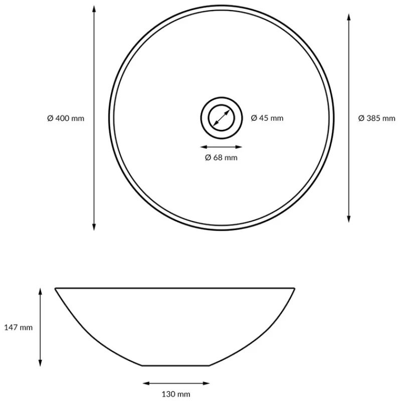 Waschbecken inkl. Ablaufgarnitur Weiß ohne Überlauf Ø 40x14,7 cm Weiß aus Keramik-ECD Germany Sale
