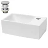 Waschbecken inkl. Ablaufgarnitur Silber ohne Überlauf 35x20,5x12,5 cm Weiß aus Keramik-ECD Germany Discount