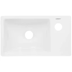 Waschbecken inkl. Ablaufgarnitur Silber ohne Überlauf 35x20,5x12,5 cm Weiß aus Keramik-ECD Germany Discount