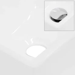 Waschbecken inkl. Ablaufgarnitur Silber ohne Überlauf 35x20,5x12,5 cm Weiß aus Keramik-ECD Germany Discount