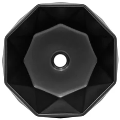 Waschbecken inkl. Ablaufgarnitur Silber ohne Überlauf Ø 42x13,5 cm Schwarz aus Keramik ML-Design-ECD Germany New