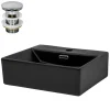 Waschbecken inkl. Ablaufgarnitur Silber mit Überlauf 41,5x36x13 cm Schwarz aus Keramik ML-Design-ECD Germany Online