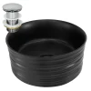 Waschbecken inkl. Ablaufgarnitur Silber ohne Überlauf Ø 41x18 cm Schwarz aus Keramik ML-Design-ECD Germany Online
