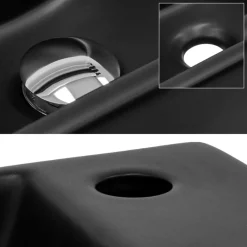 Waschbecken inkl. Ablaufgarnitur Silber ohne Überlauf 35,5x20,5x12,5 cm Schwarz aus Keramik ML-Design-ECD Germany Clearance