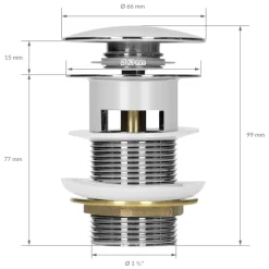 Waschbecken inkl. Ablaufgarnitur Silber mit Überlauf 57x48,5x19,5 cm Weiß aus Keramik ML-Design-ECD Germany Discount
