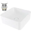 Waschbecken inkl. Ablaufgarnitur Weiß ohne Überlauf 39x39x15 cm Weiß aus Keramik ML-Design-ECD Germany Best