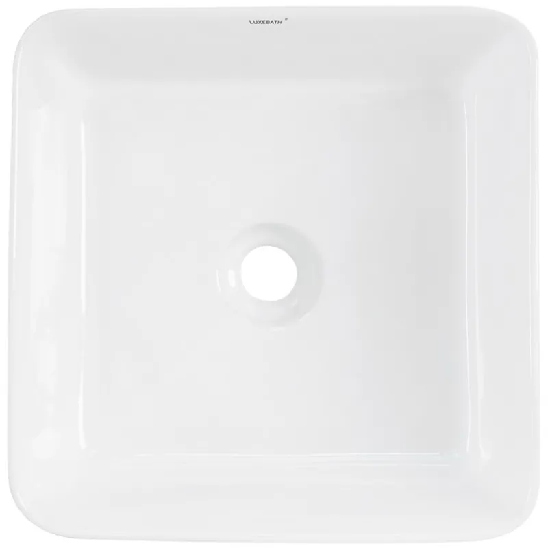 Waschbecken inkl. Ablaufgarnitur Weiß ohne Überlauf 39x39x15 cm Weiß aus Keramik ML-Design-ECD Germany Best