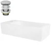 Waschbecken inkl. Ablaufgarnitur Silber ohne Überlauf 51x25x13 cm Weiß aus Keramik Rechtsbündig ML-Design-ECD Germany Hot