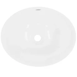 Waschbecken inkl. Ablaufgarnitur Weiß ohne Überlauf 41x33x14,2 cm Weiß aus Keramik-ECD Germany Discount