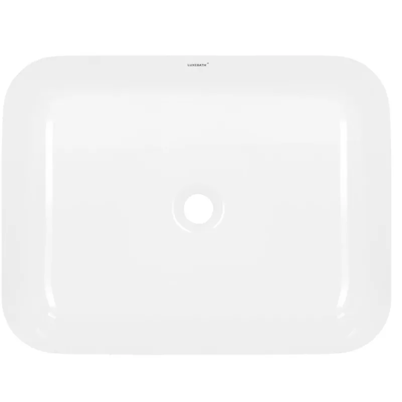 Waschbecken inkl. Ablaufgarnitur ohne Überlauf 50,5x39,5x13,5 cm Weiß aus Keramik-ECD Germany Best