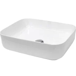 Waschbecken inkl. Ablaufgarnitur ohne Überlauf 50,5x39,5x13,5 cm Weiß aus Keramik-ECD Germany Best