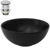 Waschbecken inkl. Ablaufgarnitur ohne Überlauf Ø 32x13,5 cm Schwarz aus Keramik ML-Design-ECD Germany Clearance