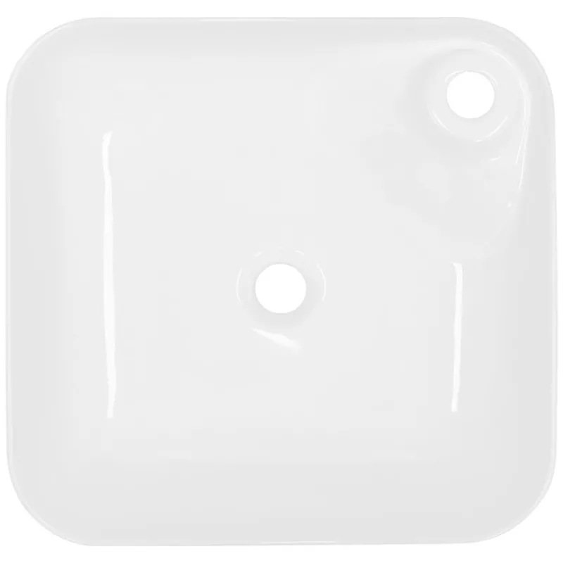 Waschbecken inkl. Ablaufganitur Weiß ohne Überlauf 43,5x43,5x12,5 cm Weiß aus Keramik-ECD Germany New