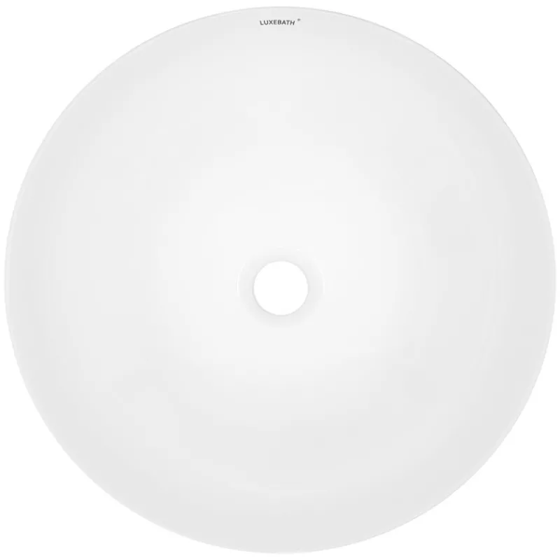 Waschbecken inkl. Ablaufgarnitur Silber ohne Überlauf Ø 40x13,5 cm Weiß aus Keramik-ECD Germany Best