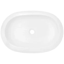 Waschbecken inkl. Ablaufgarnitur Silber ohne Überlauf 63x42x12 cm Weiß aus Keramik-ECD Germany Outlet