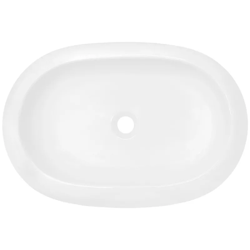 Waschbecken inkl. Ablaufgarnitur Silber ohne Überlauf 63x42x12 cm Weiß aus Keramik-ECD Germany Outlet