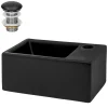 Waschbecken inkl. Ablaufgarnitur Schwarz ohne Überlauf 35,5x20,5x12,5 cm Schwarz aus Keramik ML-Design-ECD Germany Sale