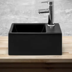 Waschbecken inkl. Ablaufgarnitur Schwarz ohne Überlauf 35,5x20,5x12,5 cm Schwarz aus Keramik ML-Design-ECD Germany Sale