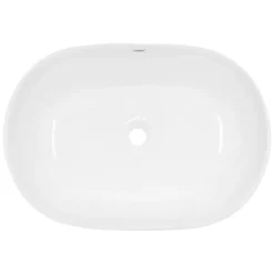 Waschbecken inkl. Ablaufgarnitur Weiß ohne Überlauf 60x42x14,5 cm Weiß aus Keramik-ECD Germany