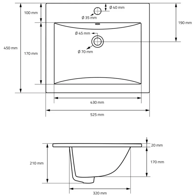 Waschbecken inkl. Ablaufgarnitur mit Überlauf 52,5x45x21 cm Weiß aus Keramik ML-Design-ECD Germany Sale