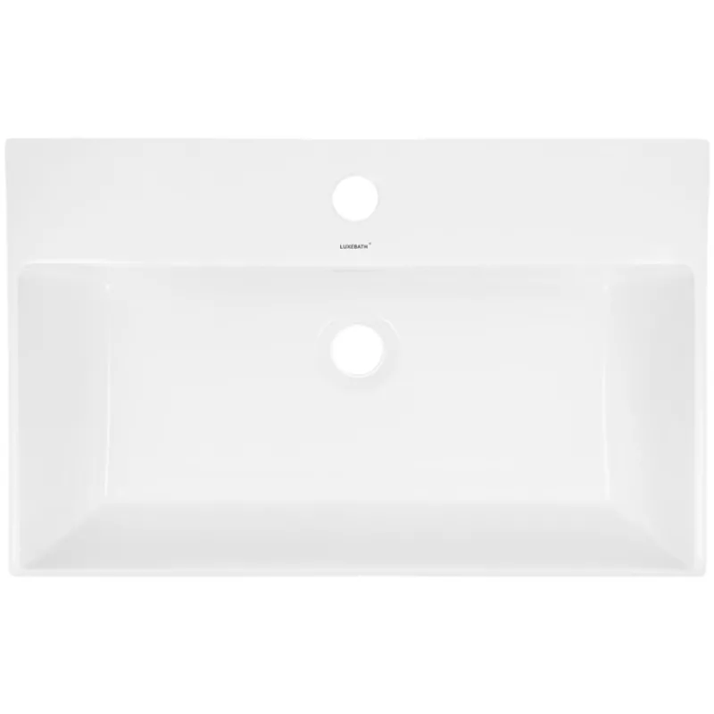 Waschbecken inkl. Ablaufgarnitur mit Überlauf 60,5x36x13 cm Weiß aus Keramik-ECD Germany New