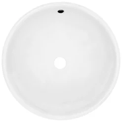 Waschbecken inkl. Ablaufgarnitur Weiß mit Überlauf Ø 42x17 cm Weiß aus Keramik-ECD Germany Outlet