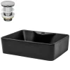 Waschbecken inkl. Ablaufgarnitur ohne Überlauf 49x36,5x14 cm Schwarz aus Keramik ML-Design-ECD Germany Clearance
