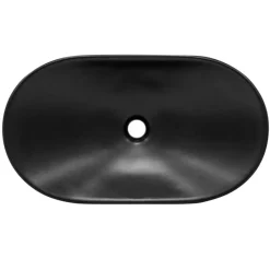 Waschbecken inkl. Ablaufgarnitur Silber ohne Überlauf 63x36x15,5 cm Schwarz aus Keramik ML-Design-ECD Germany Clearance