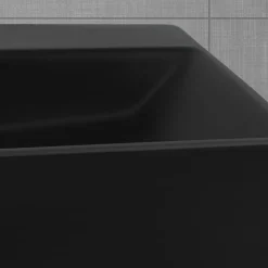 Waschbecken inkl. Ablaufgarnitur Schwarz mit Überlauf 60,5x36,5x13 cm Schwarz aus Keramik ML-Design-ECD Germany Clearance