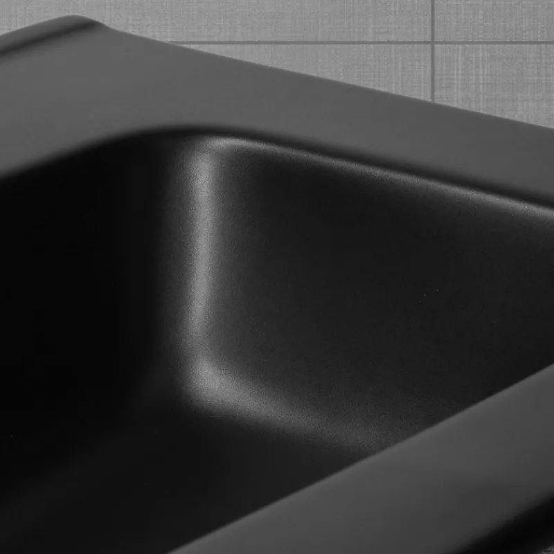 Waschbecken inkl. Ablaufgarnitur Schwarz mit Überlauf 61x46x16,5 cm Schwarz aus Keramik ML-Design-ECD Germany Best